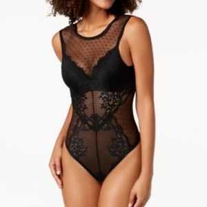 I.N.C. Floral & Mesh Black Bodysuit NWT